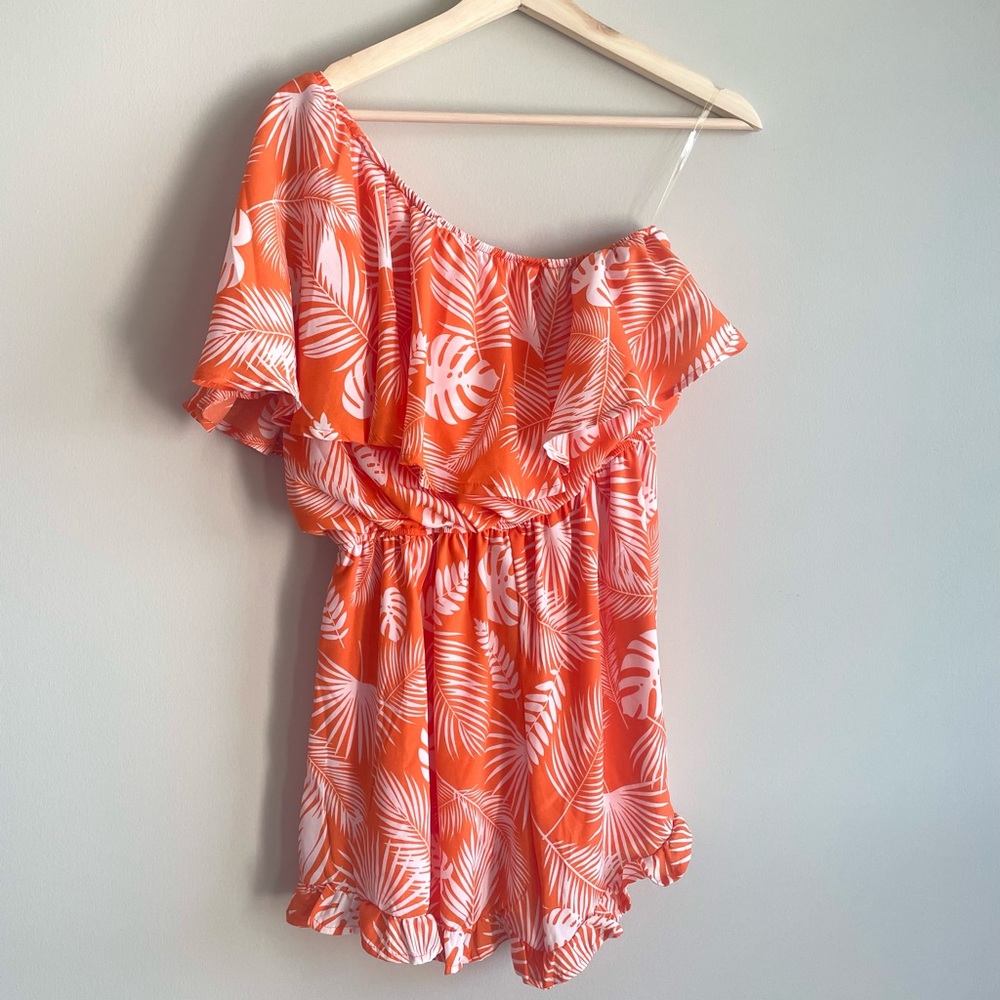 Pink Lily Palm Romper
